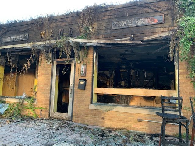 Burned buildings